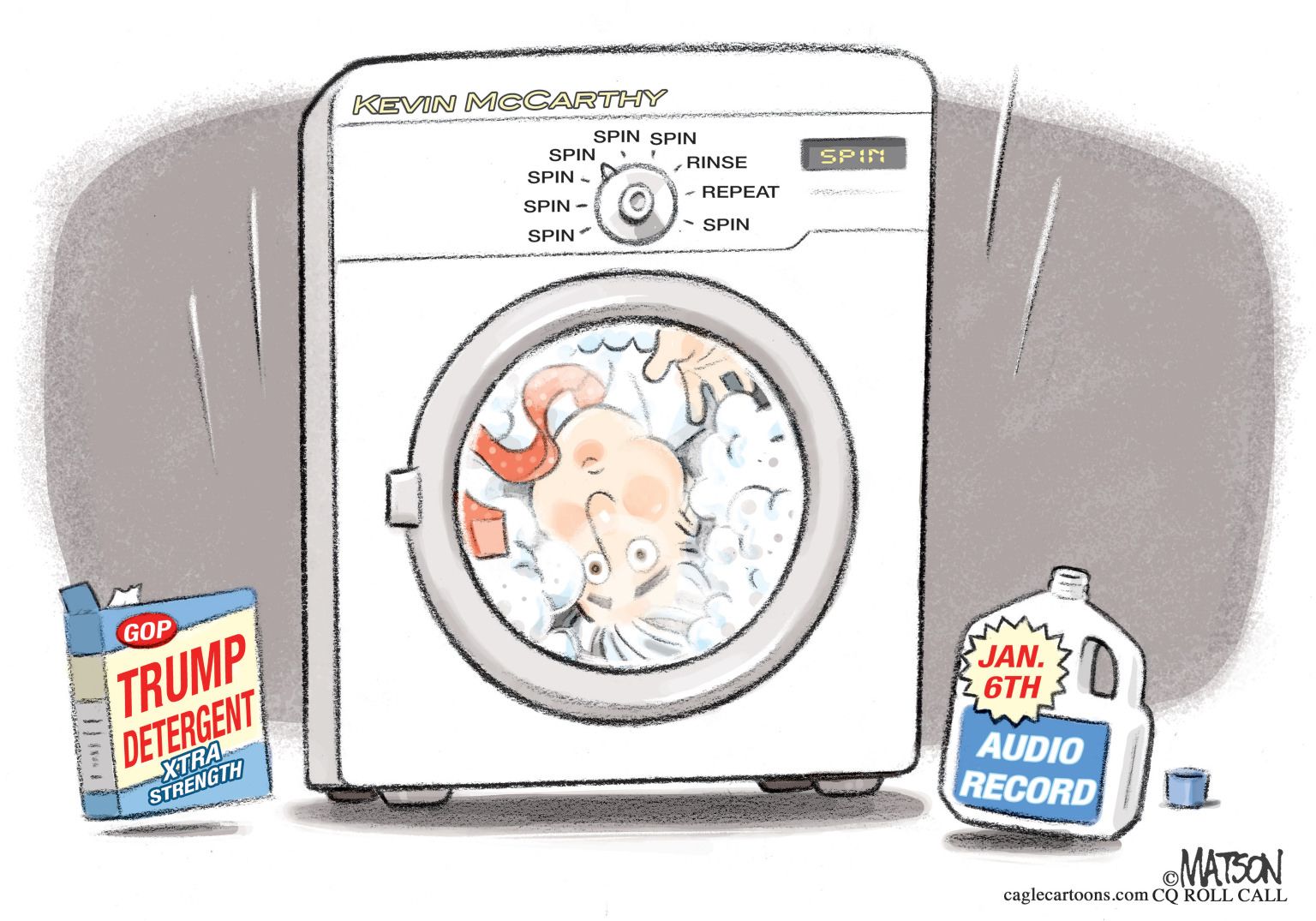 Kevin McCarthy Spin Cycle | News JustIN Political Cartoon