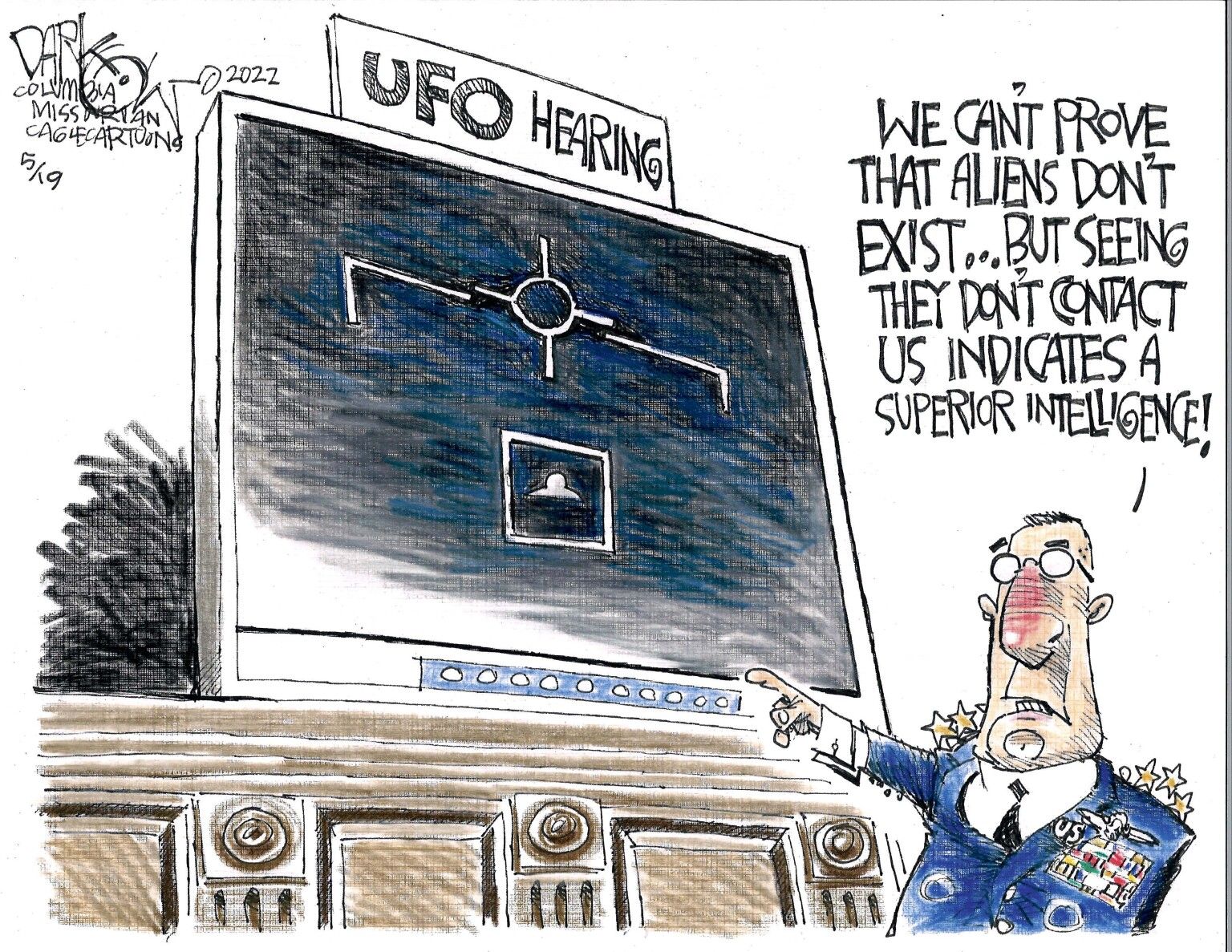 UFO Hearing - News JustIN Editorial Cartoon - newsjustin.press