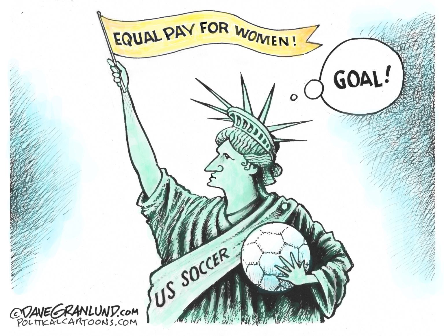 US Women's Soccer equal pay - News JustIN Political Cartoon - newsjustin.press