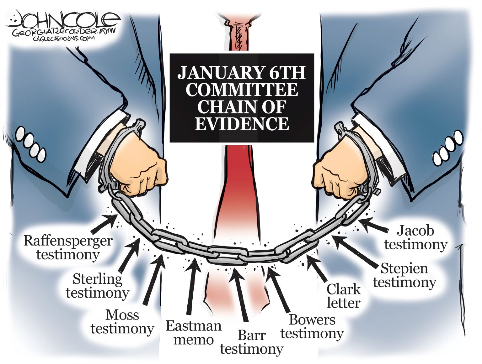 J6 committee's chain of evidence - newsjustin.press - Editorial Cartoon