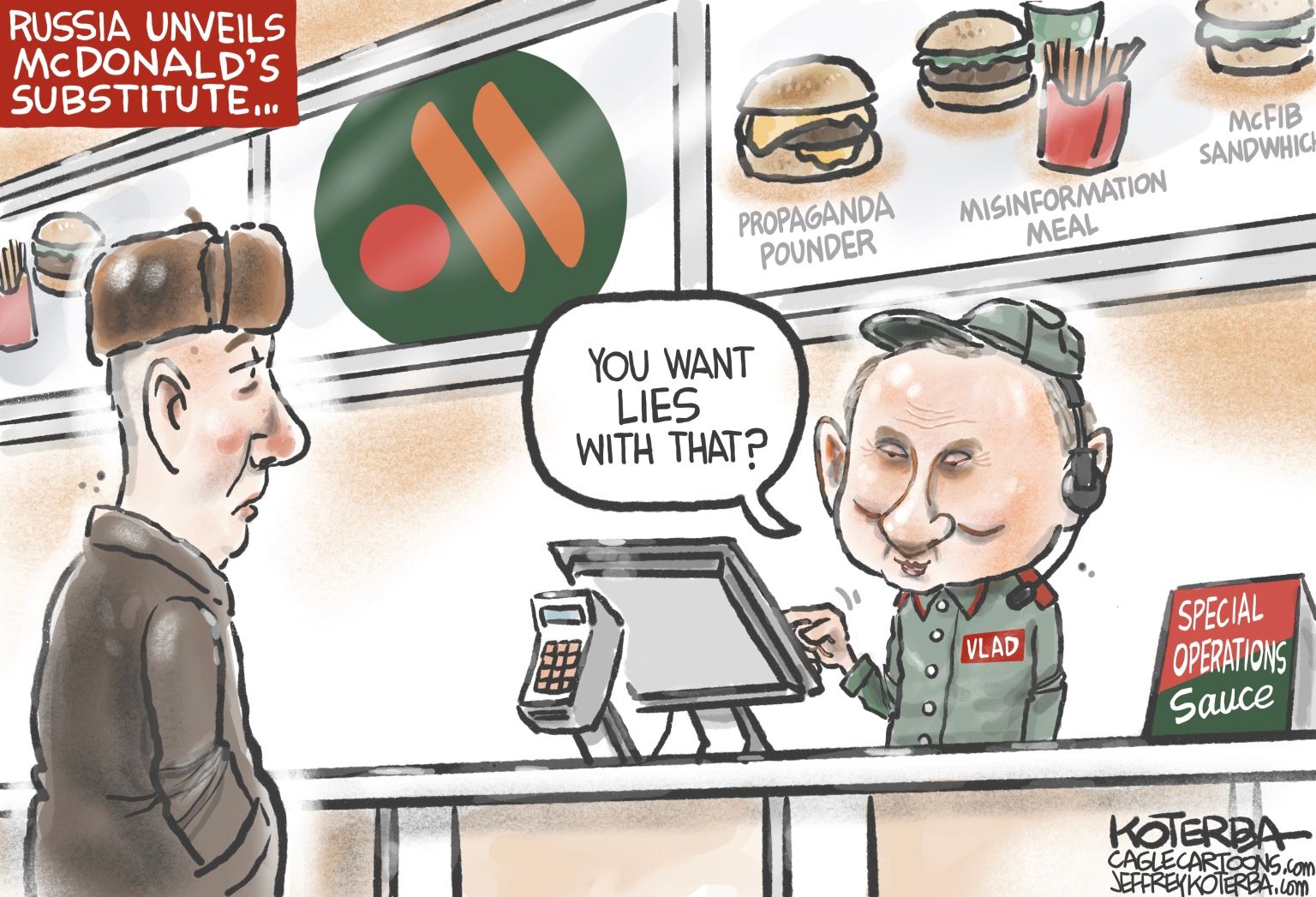 Rebranded McDonald's in Russia - newsjustin.press - Editorial Cartoon