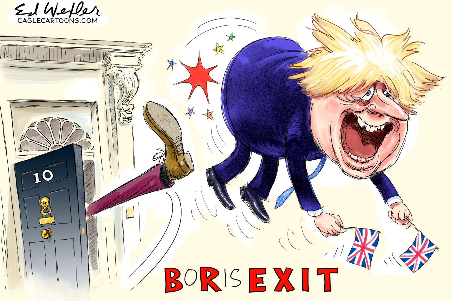 Boris Johnson Exit Brexit - newsjustin.press - editorial cartoon
