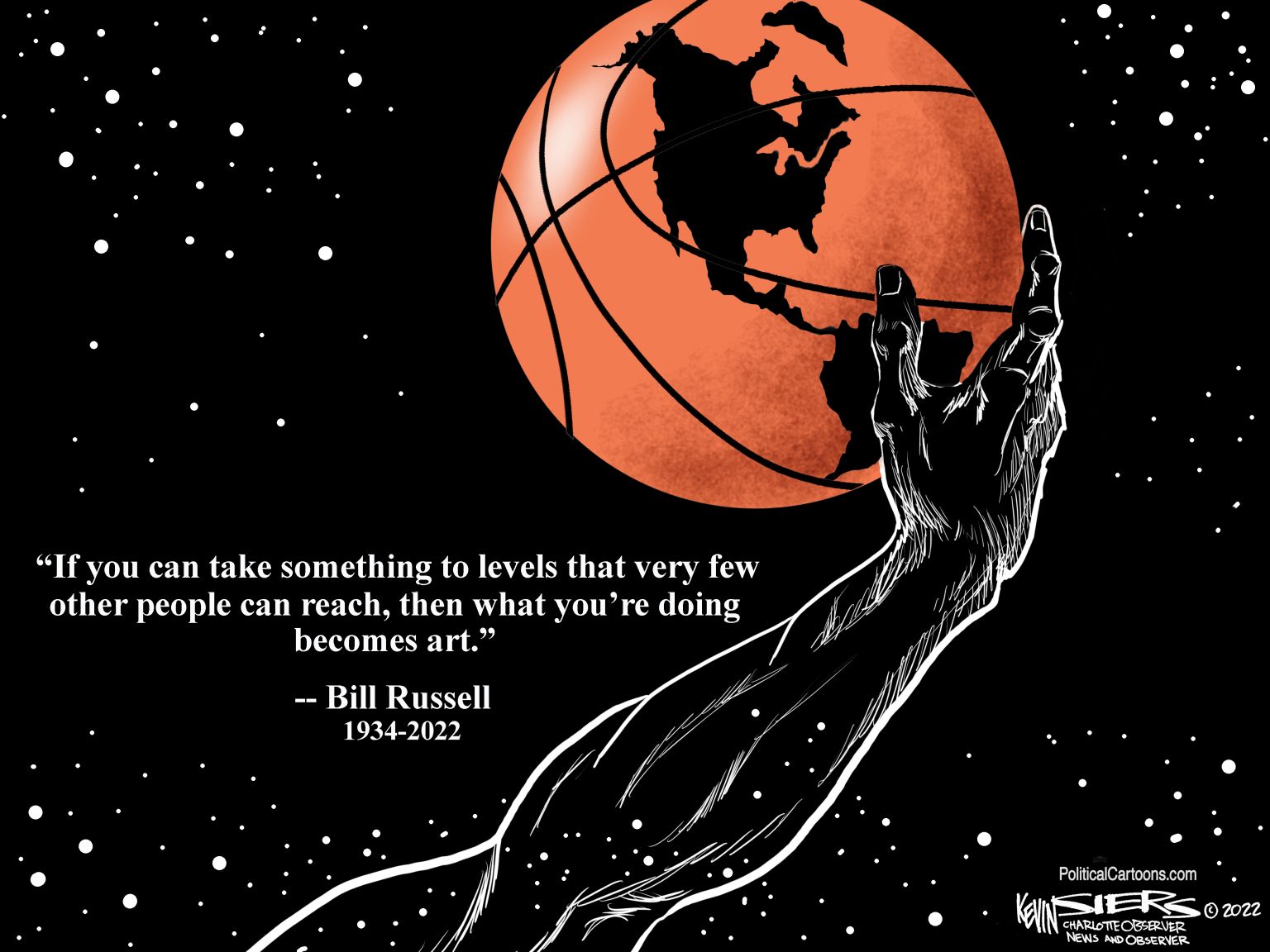 Bill Russell - newsjustin.press editorial cartoon