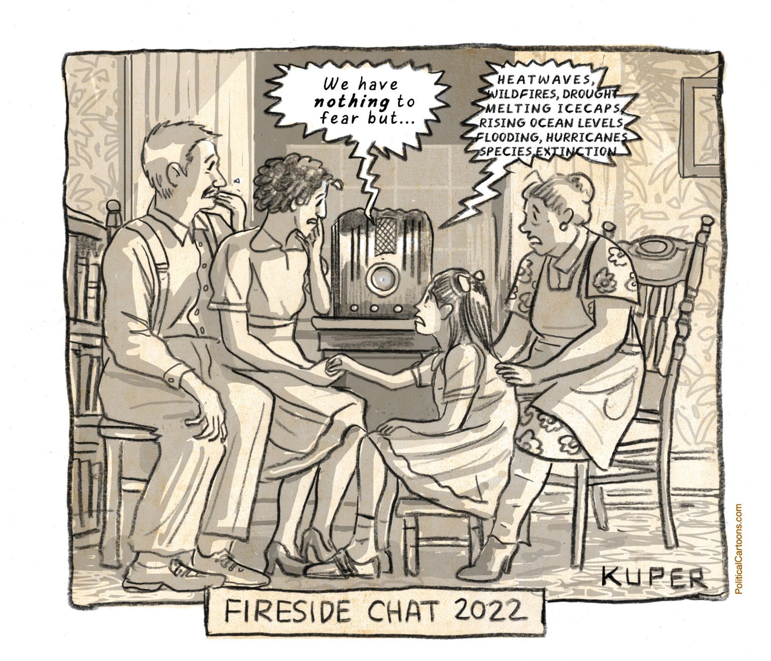 Fireside Chat - newsjustin.press - editorial cartoon