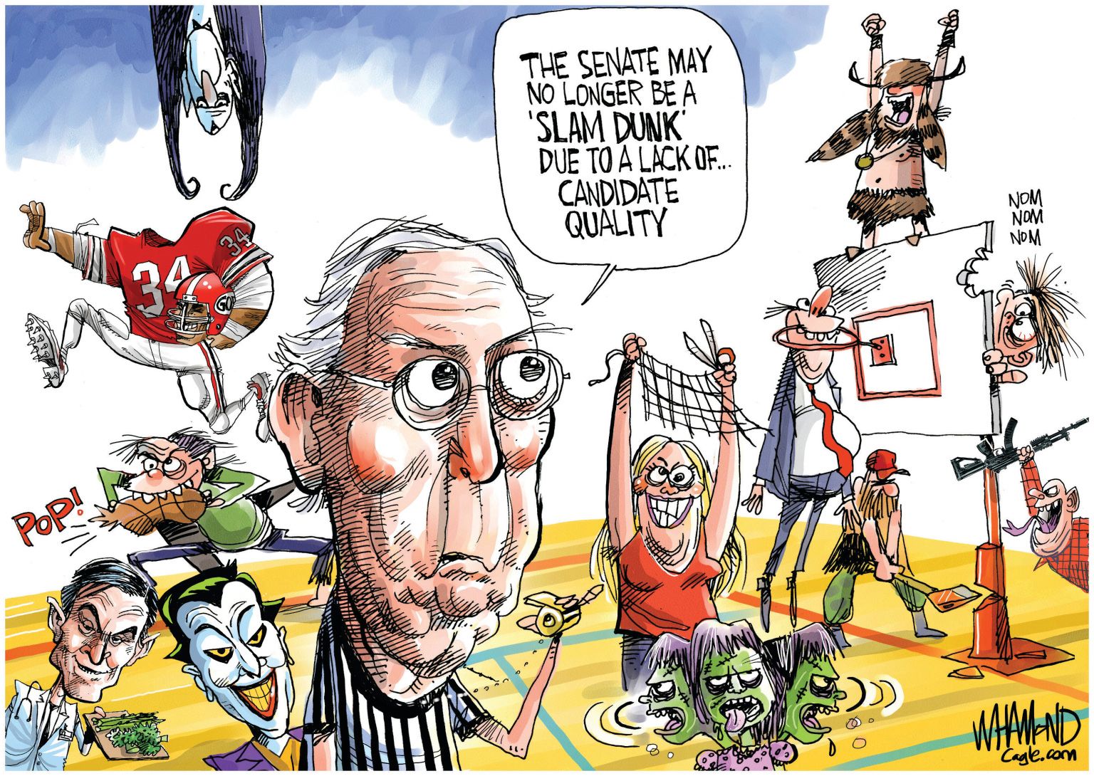 McConnell Senate no Slam Dunk - newsjustin.press - editorial cartoon