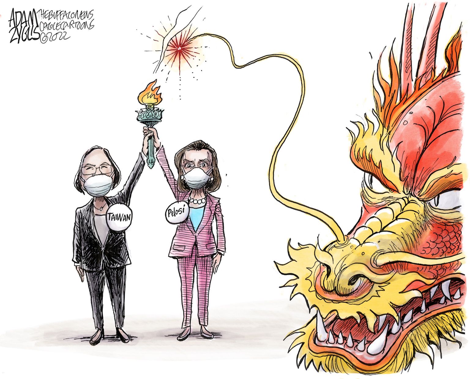 Pelosi in Taiwan - editorial cartoon - newsjustin.press