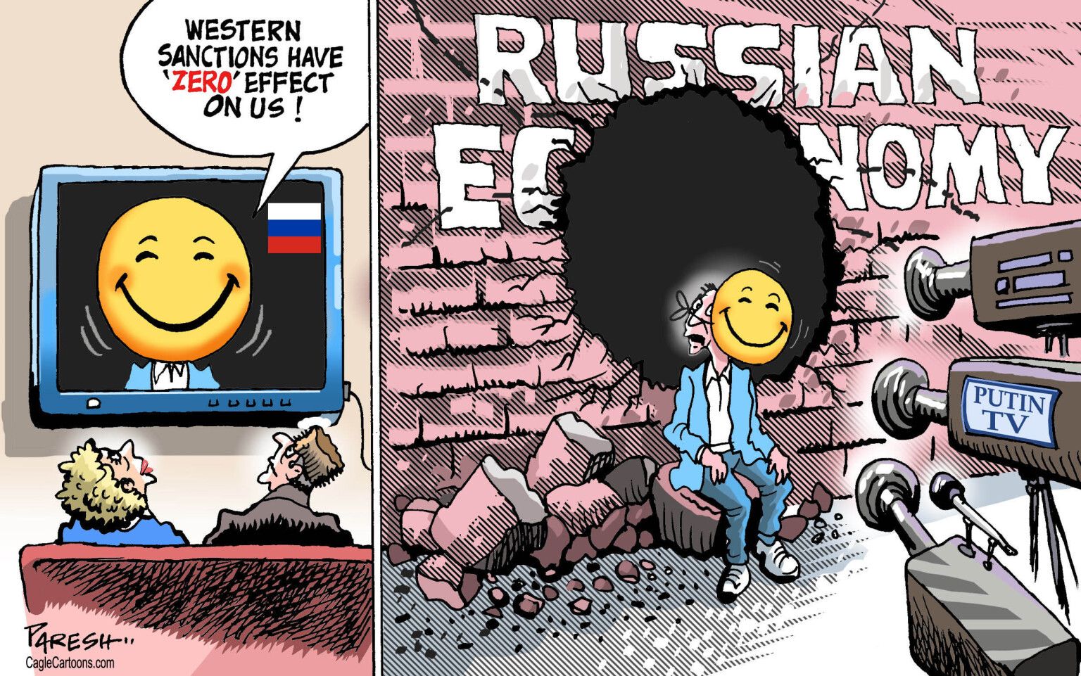 Sanction effect on Russia - editorial cartoon - newsjustin.press
