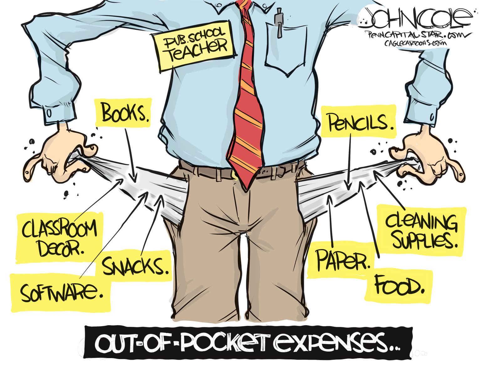 Teacher expenses - newsjustin.press - editorial cartoon