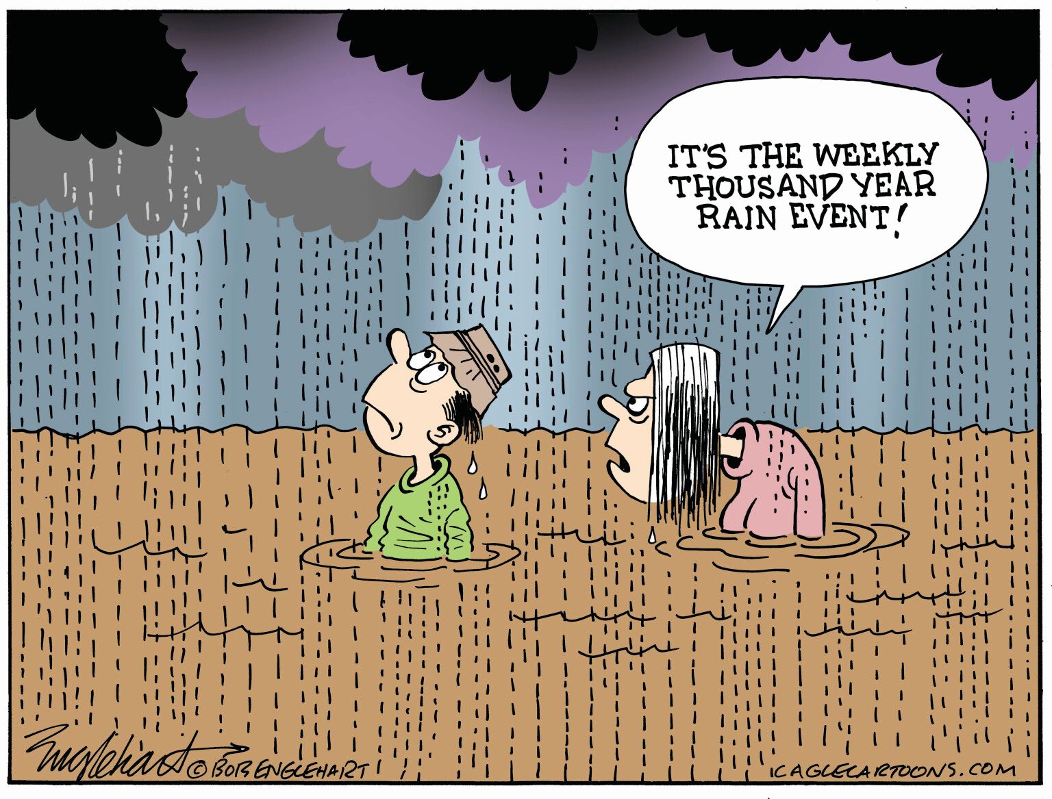 Flooding Rain - newsjustin.press - editorial cartoon