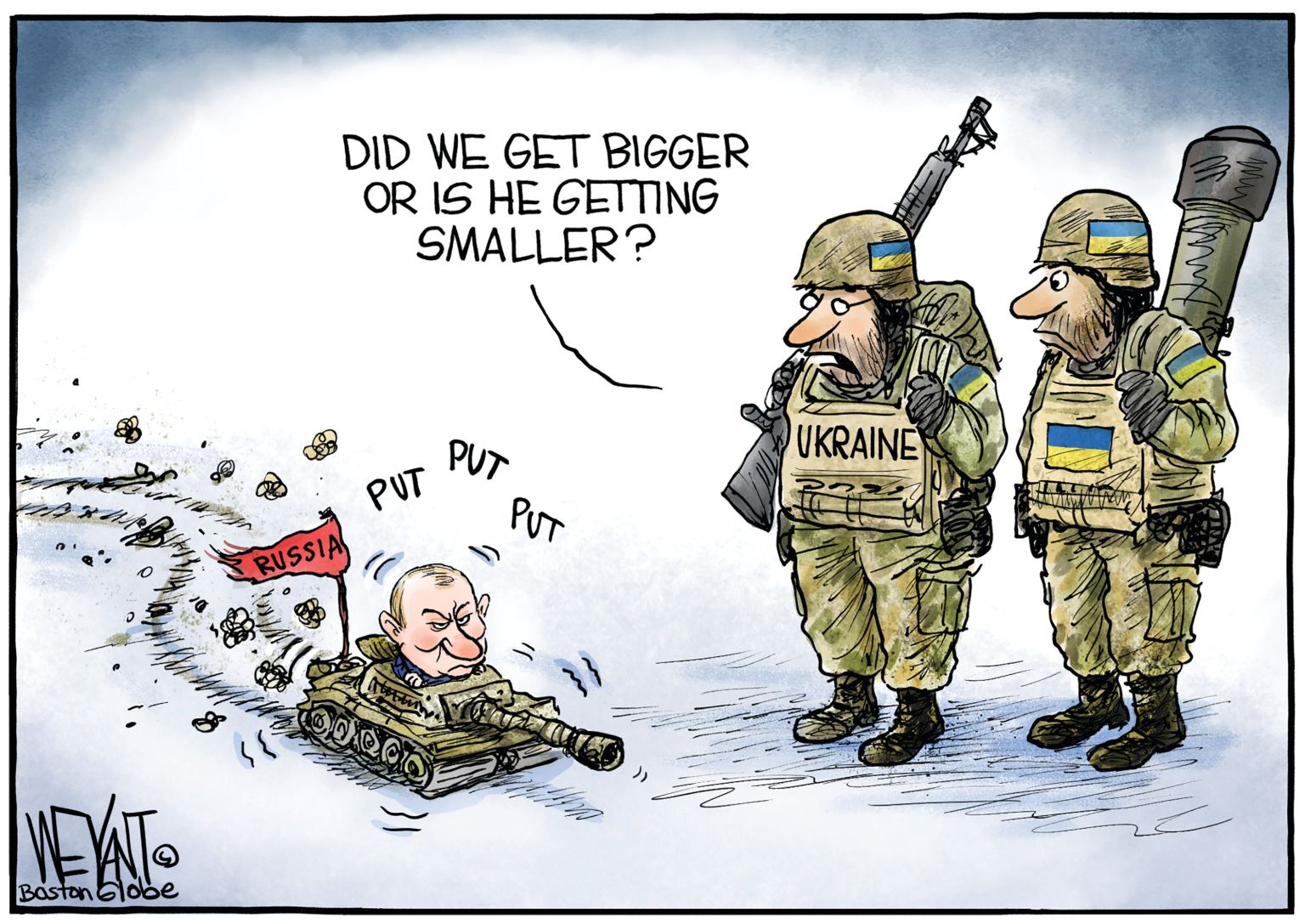 Shrinking Putin - newsjustin.press - editorial cartoon