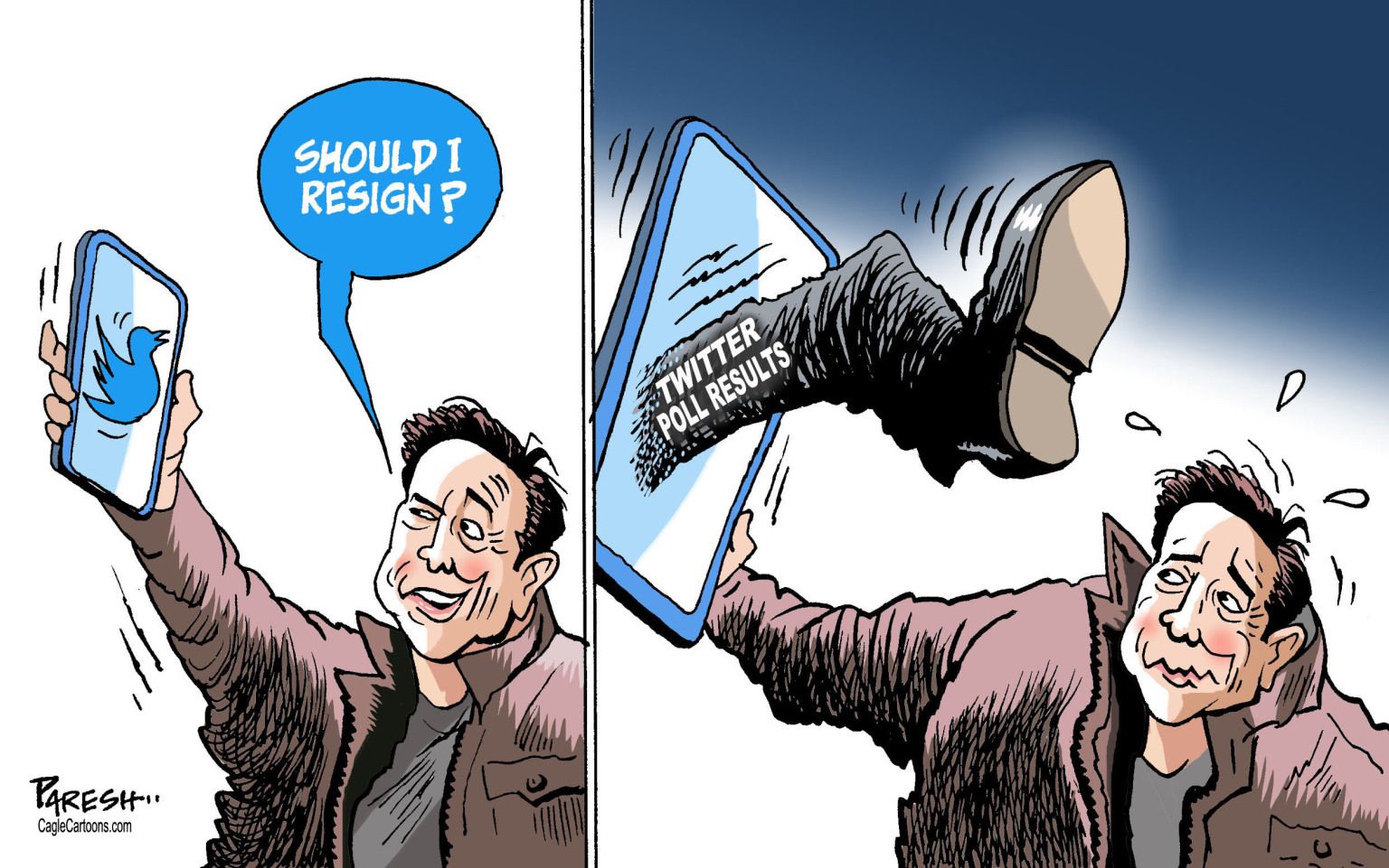 Twitter on Elon Musk - newsjustin.press editorial political cartoon