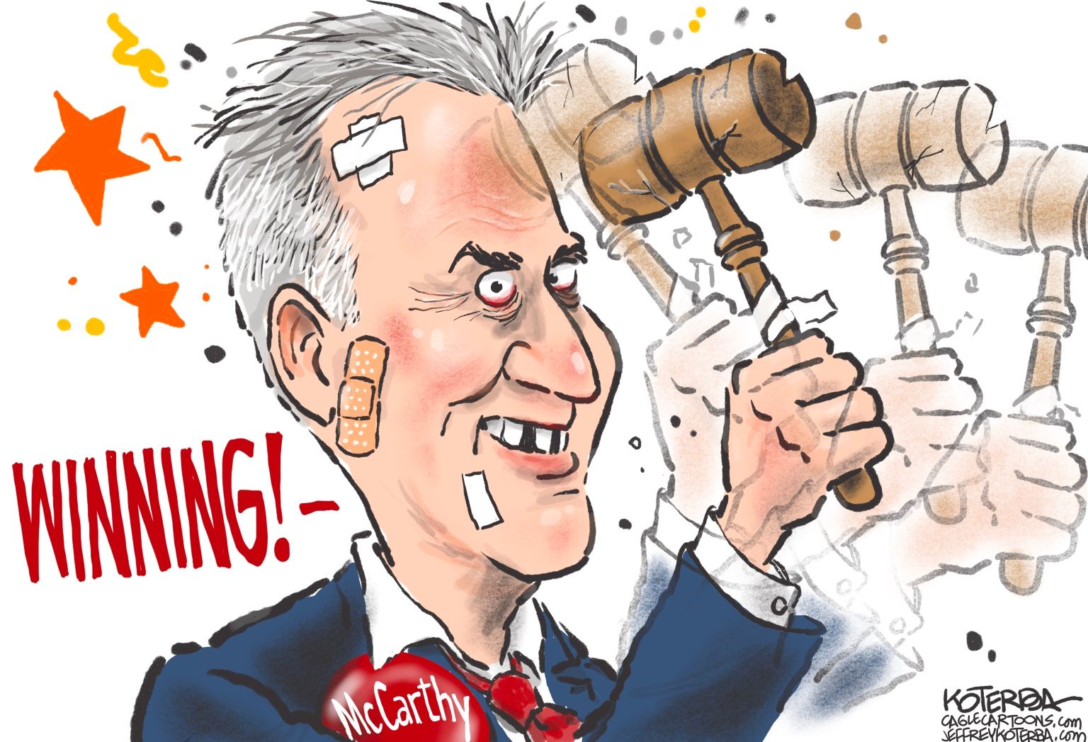 Kevin McCarthy's Version of Winning - newsjustin.press - editorial political cartoon