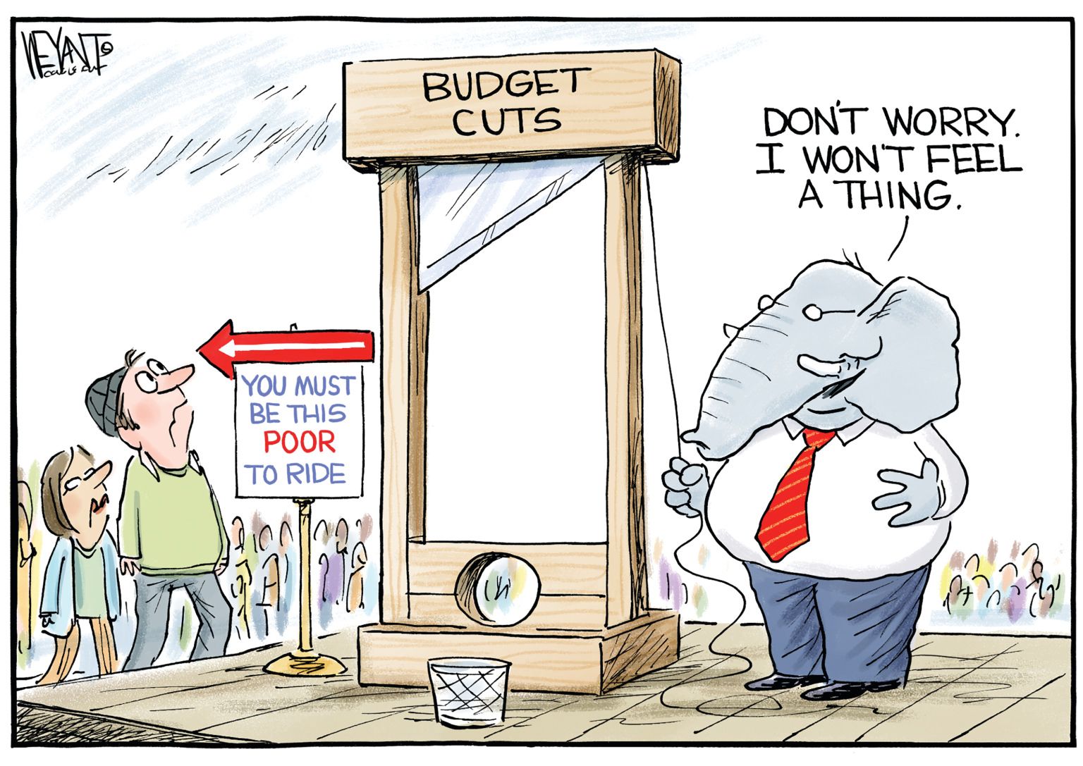 GOP Big Budget Cuts - newsjustin.press - editorial cartoon