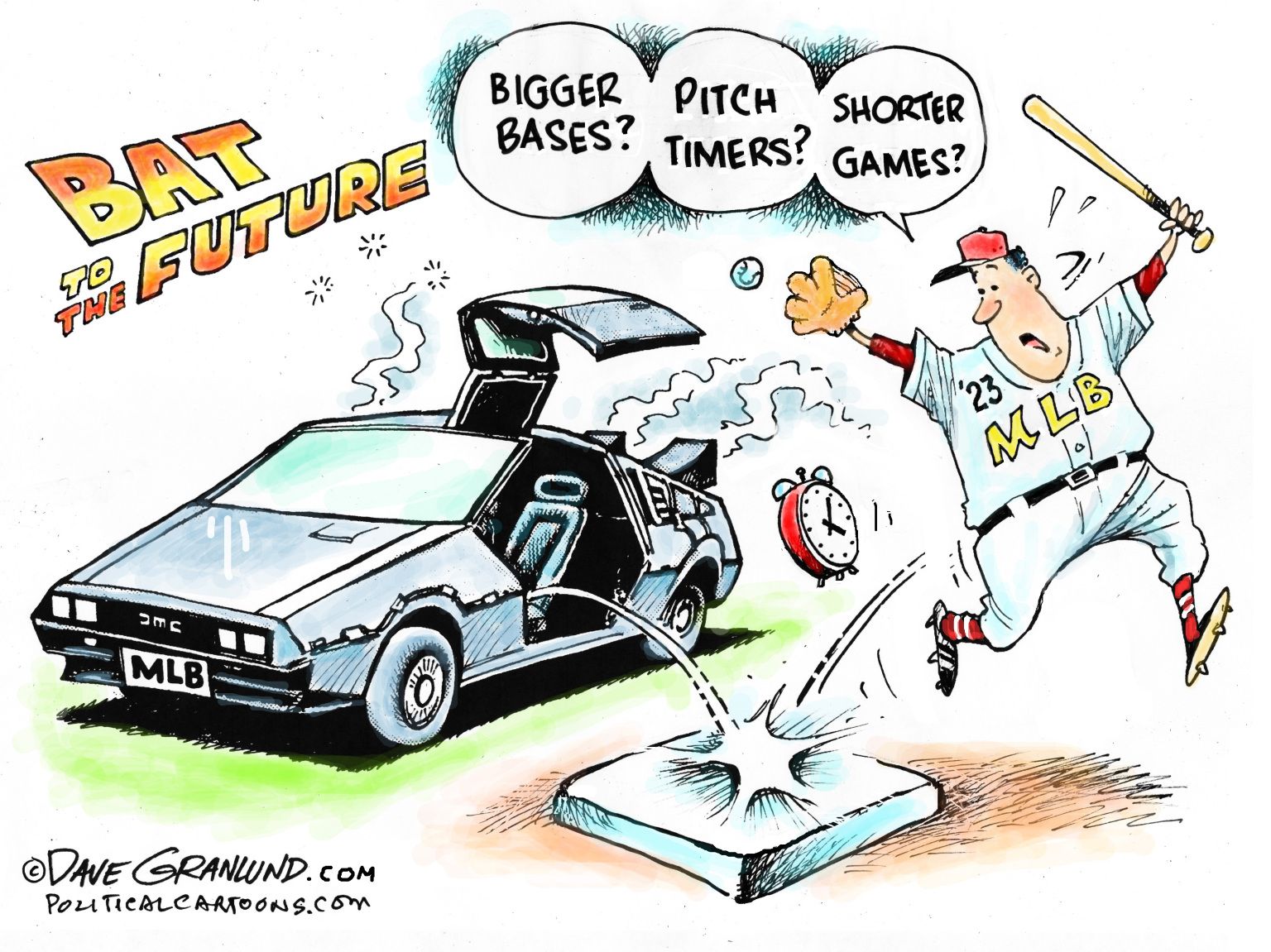 MLB rules change - newsjustin.press - editorial political cartoon