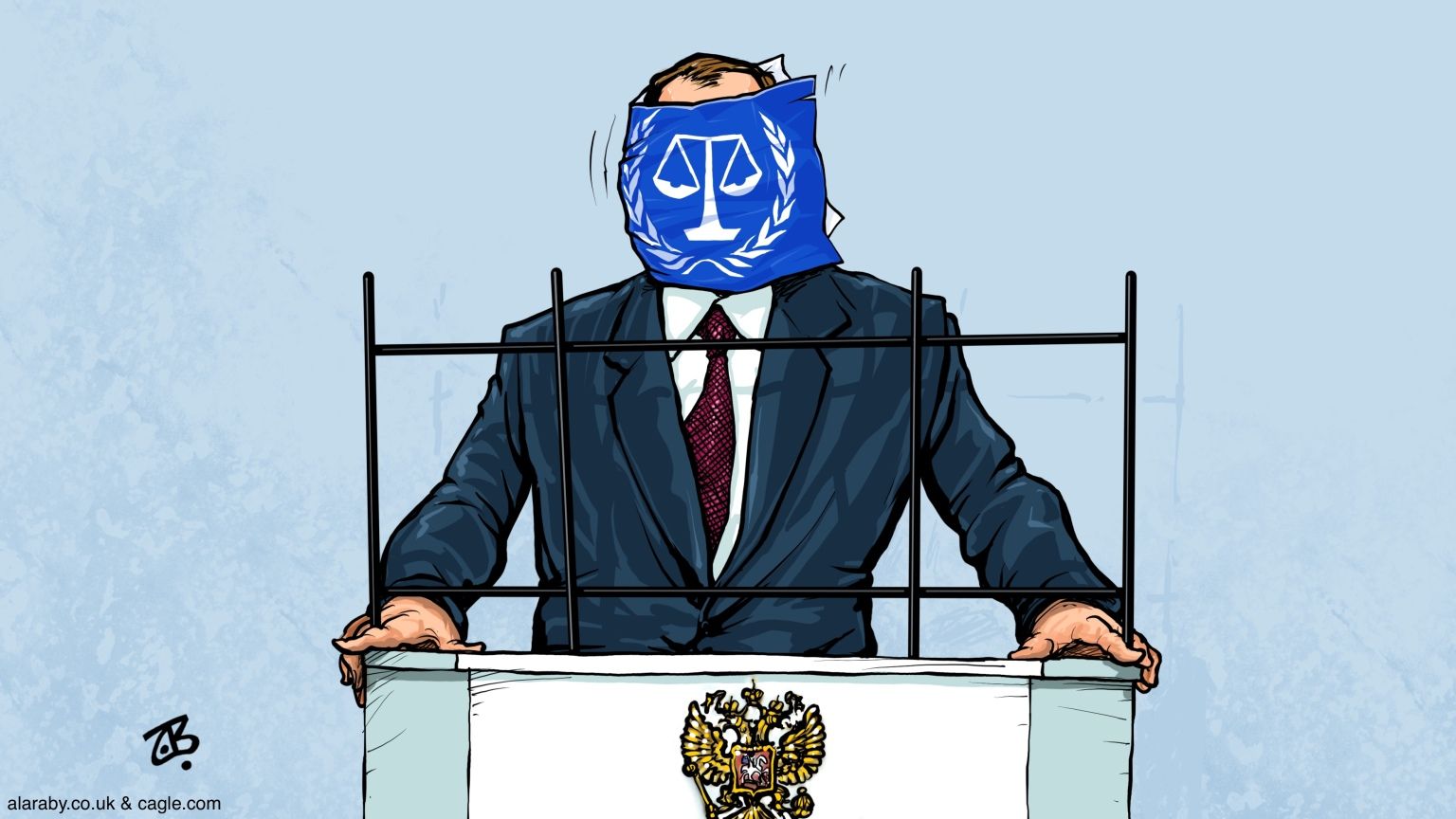 newsjustin.press - Putin wanted by International Criminal Court - editorial political cartoon
