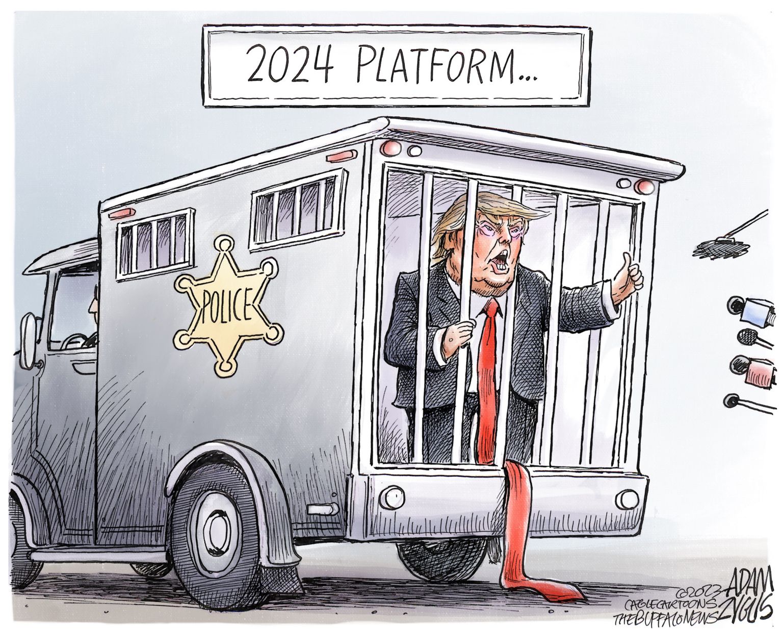 Trump Bandwagon - newsjustin.press - editorial political cartoon