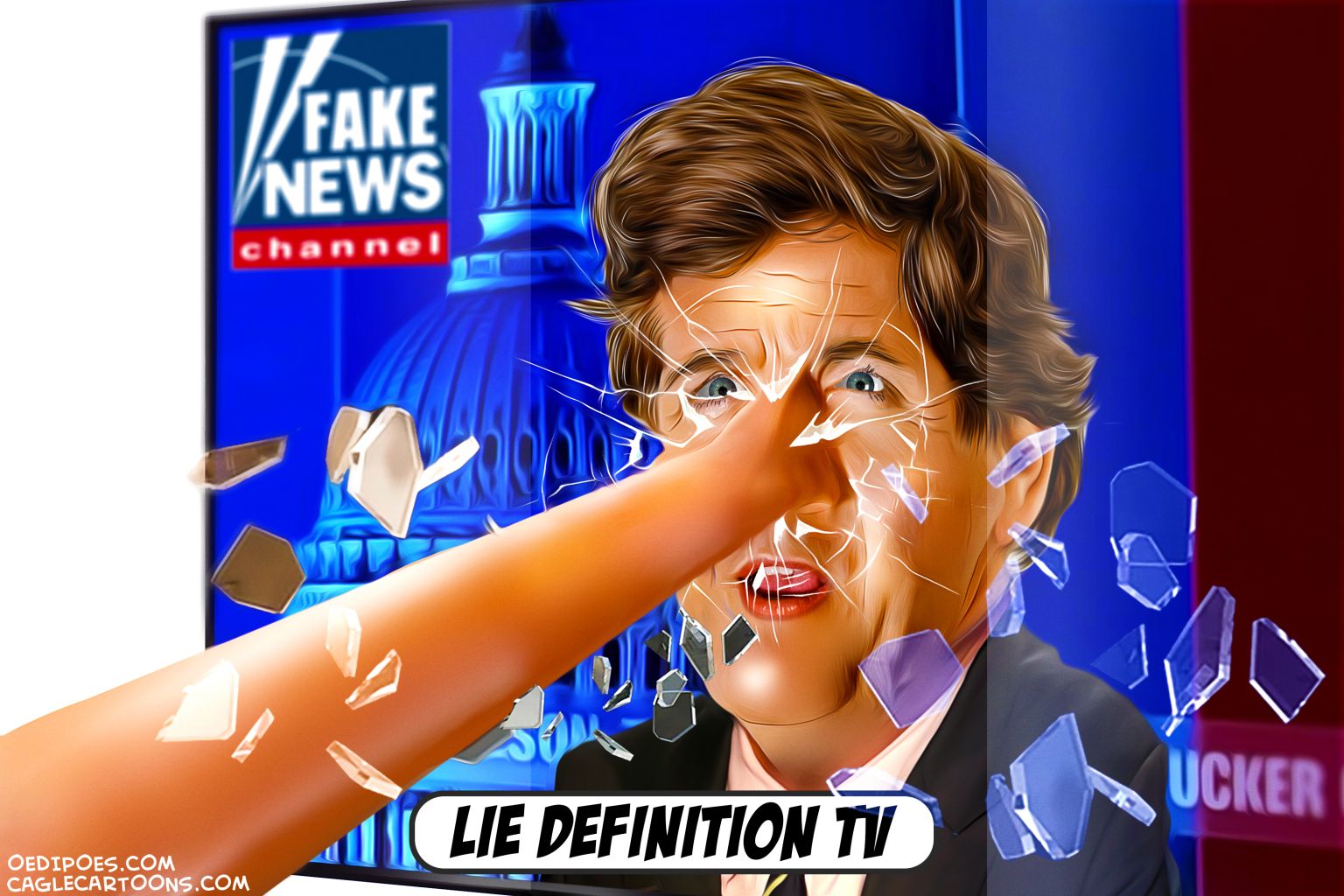 newsjustin.press - Fox News Fake News - editorial political cartoon