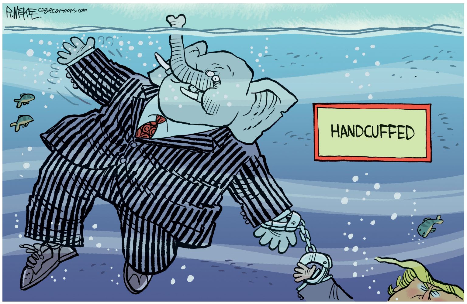 GOP Handcuffed - newsjustin.press - editorial political cartoon