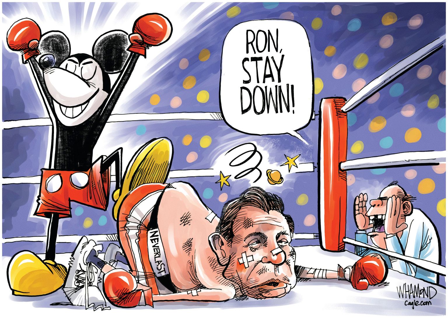 newsjustin.press - editorial political cartoons - Mickey Mouse sues Goofy