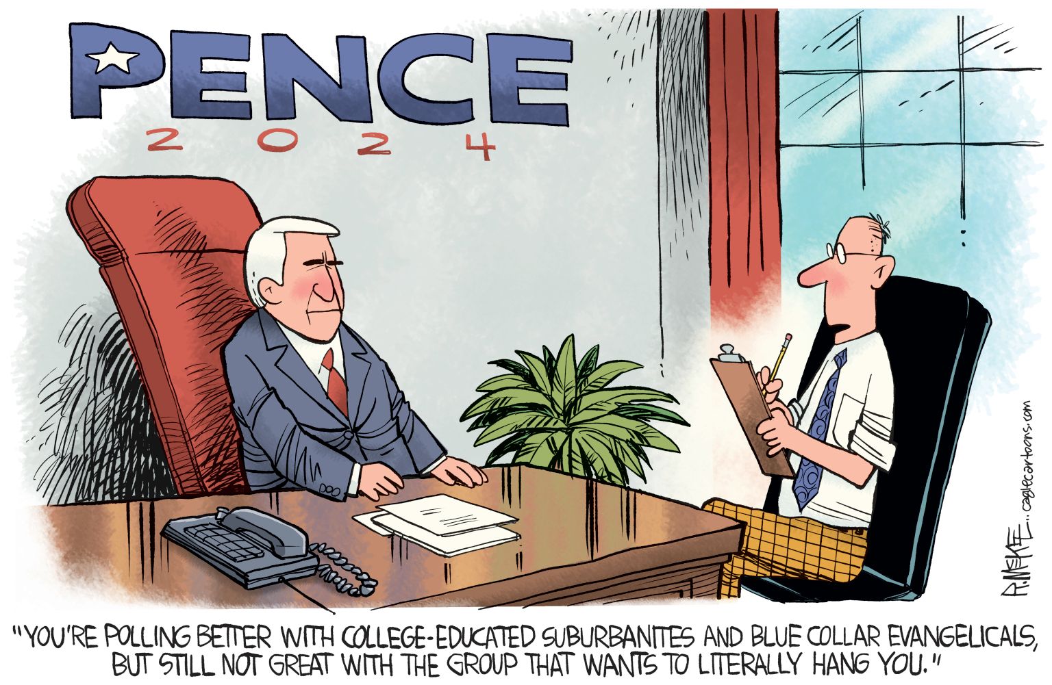 Pence Polling - newsjustin.press - political cartoons