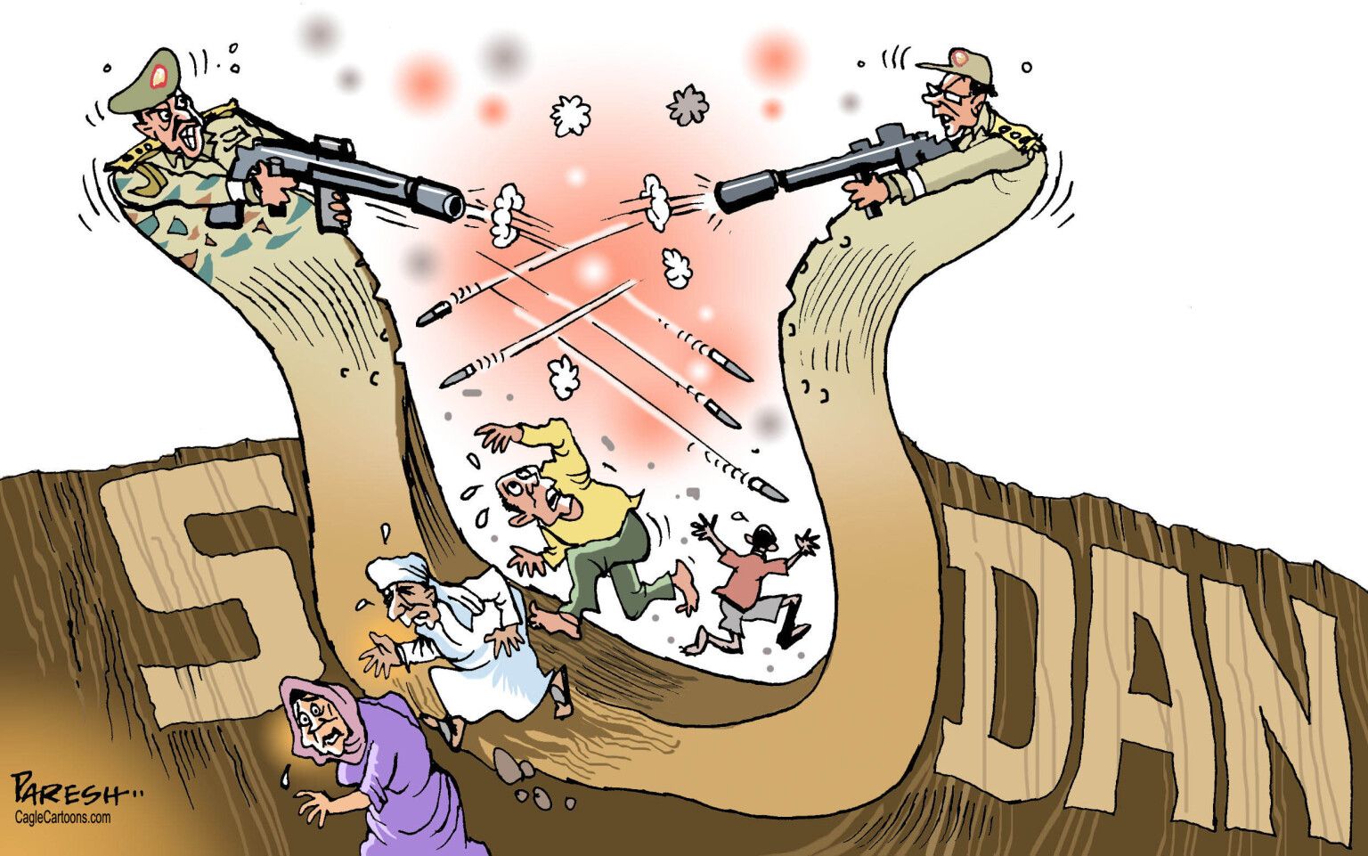 Sudan fighting - newsjustin.press - editorial political cartoon