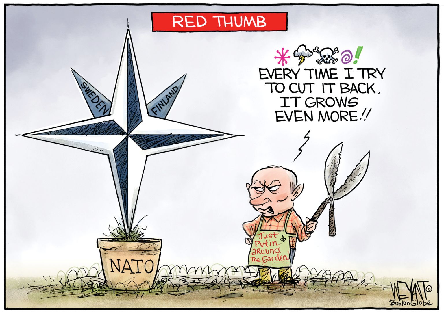 Red Thumb - newsjustin.press - political cartoon