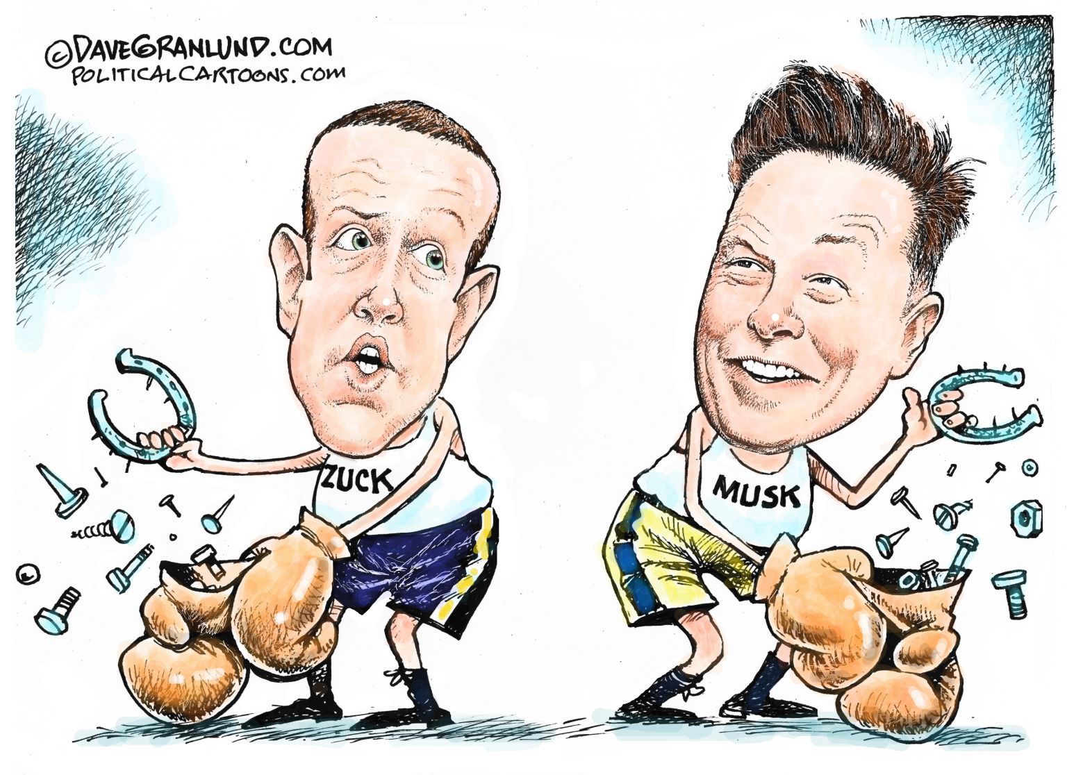 Zuckerberg vs Musk - newsjustin.press political cartoon