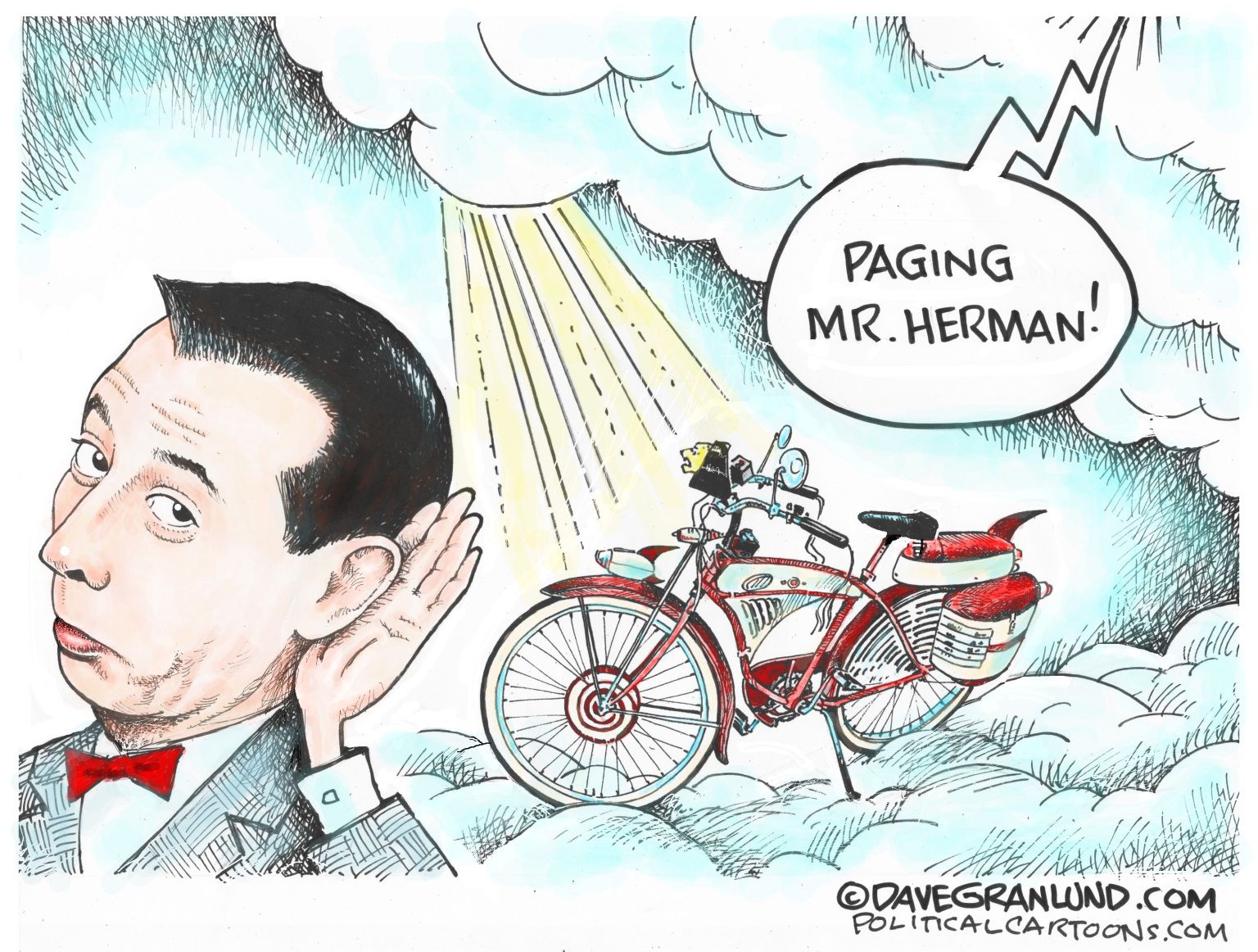 newsjustin.press political cartoon - Pee Wee Herman 1952 2023