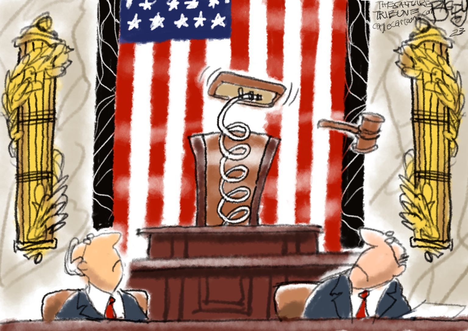 newsjustin.press - political cartoon - Kevin Ejection by Pat Bagley, The Salt Lake Tribune, UT